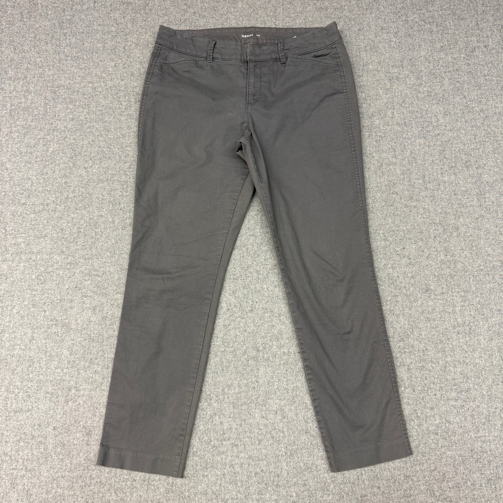 Old Navy Pixie Pants Size 8 Gray Mid-Rise Stretch Cotton Ankle Chino Pants 2747